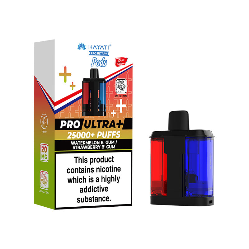 Hayati Pro Ultra+ 25K Watermelon B Gum / Strawberry B Gum Prefilled Pod
