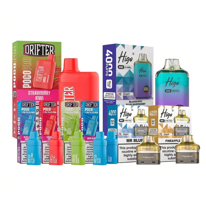 Drifter Poco Pro & Higo BB 4000 Bundle - 2 Kits & 8 Pods (10-Pack)